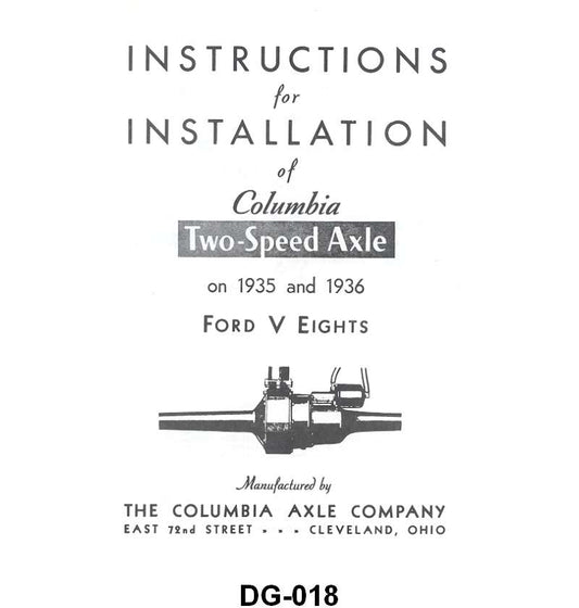 COLUMBIA AXLE INSTALLATION INSTRUCTIONS - 35-36 PASS