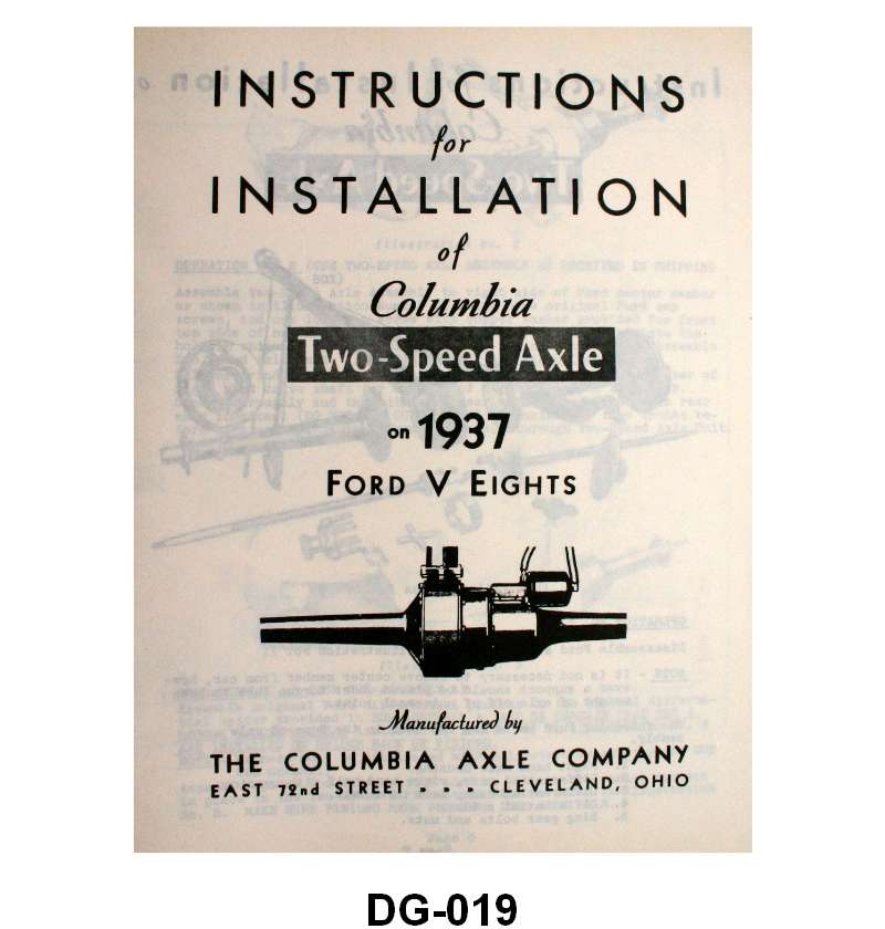 COLUMBIA AXLE INSTALLATION INSTRUCTIONS - 37 PASS