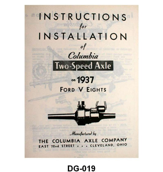 COLUMBIA AXLE INSTALLATION INSTRUCTIONS - 37 PASS