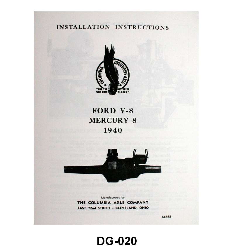 COLUMBIA AXLE INSTALLATION INSTRUCTIONS - 40 PASS/MERC