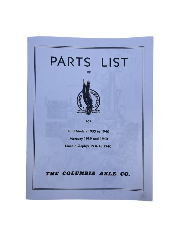 COLUMBIA AXLE PARTS LIST - 35-40 PASS, 40 MERC