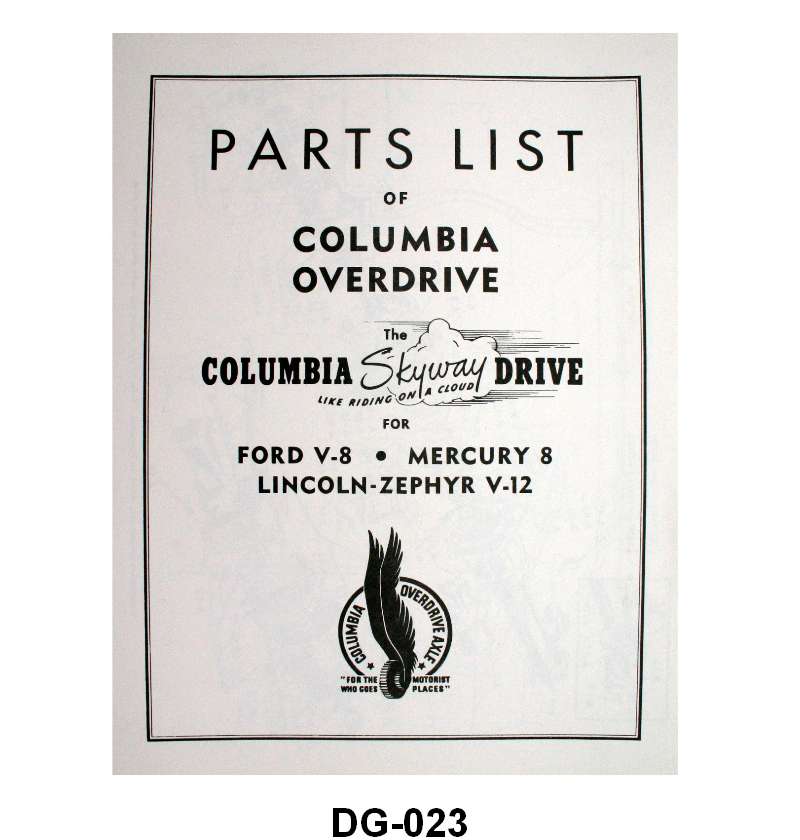 COLUMBIA AXLE PARTS LIST - 41-48 PASS/MERC