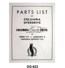 COLUMBIA AXLE PARTS LIST - 41-48 PASS/MERC