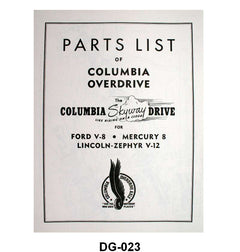 COLUMBIA AXLE PARTS LIST - 41-48 PASS/MERC
