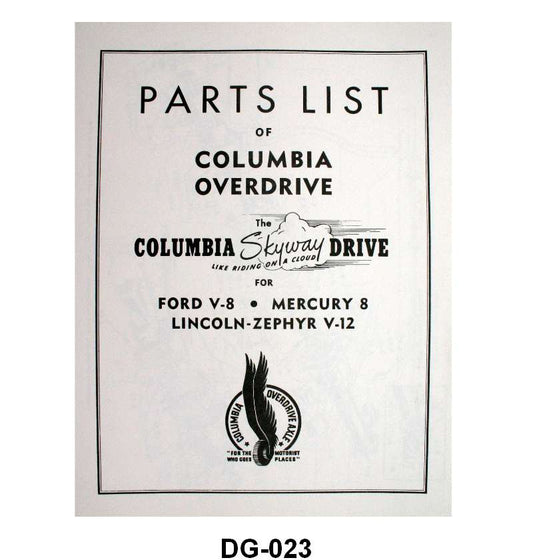 COLUMBIA AXLE PARTS LIST - 41-48 PASS/MERC