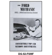 CONVERTIBLE TOP AND WINDOW ADJUSTMENT MANUAL - 52-54 CONV
