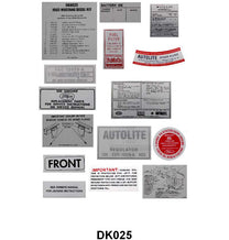 DECAL KIT - 65 MUSTANG, 15 pieces, NO AIR CLEANER ENGINE SIZE DECAL