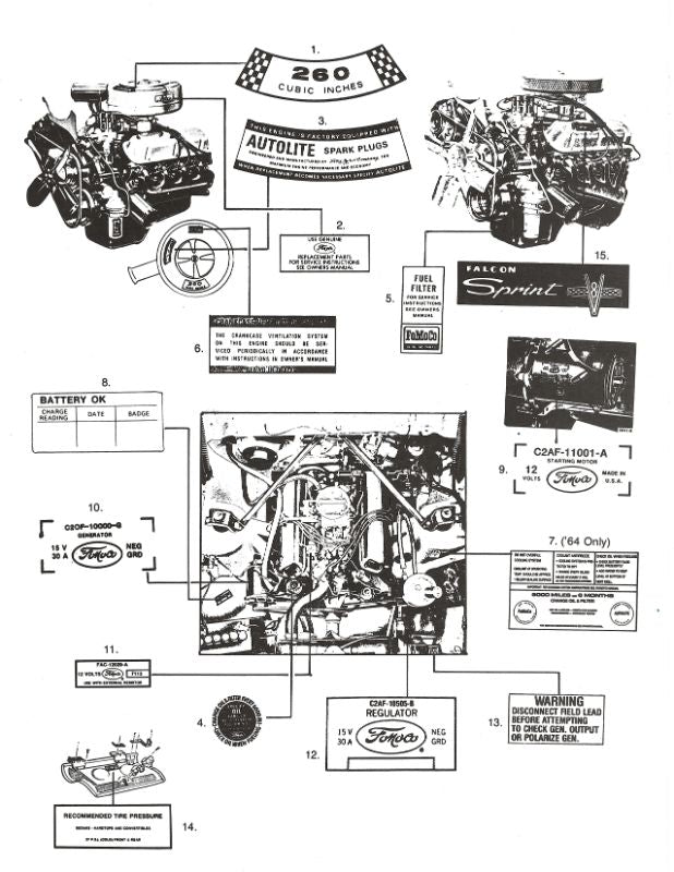 DECAL KIT - 63-64 FALCON, RANCHERO WITH 260, 15 pieces