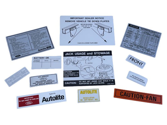 DECAL KIT - 70 MUSTANG 13 pieces, NO AIR CLEANER ENGINE SIZE DECAL