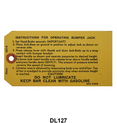 JACK INSTRUCTION TAG - 39-40 MERCURY