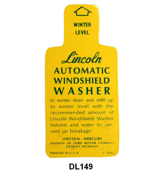 WINDSHIELD WASHER BOTTLE BRACKET DECAL - 49-53 MERCURY, LINCOLN
