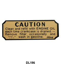 AIR CLEANER CAUTION DECAL - 39-48 PASS/MERCURY, 42-47 PU, OIL BATH