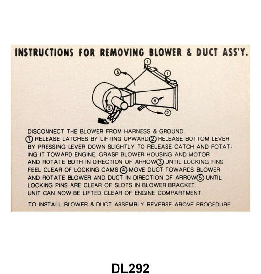 HEATER BOX INSTRUCTION DECAL - 52-54 MERCURY