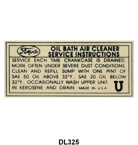 AIR CLEANER DECAL - 52 MERCURY, OIL BATH