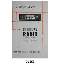 RADIO INSTRUCTION MANUAL - 53 MERCURY
