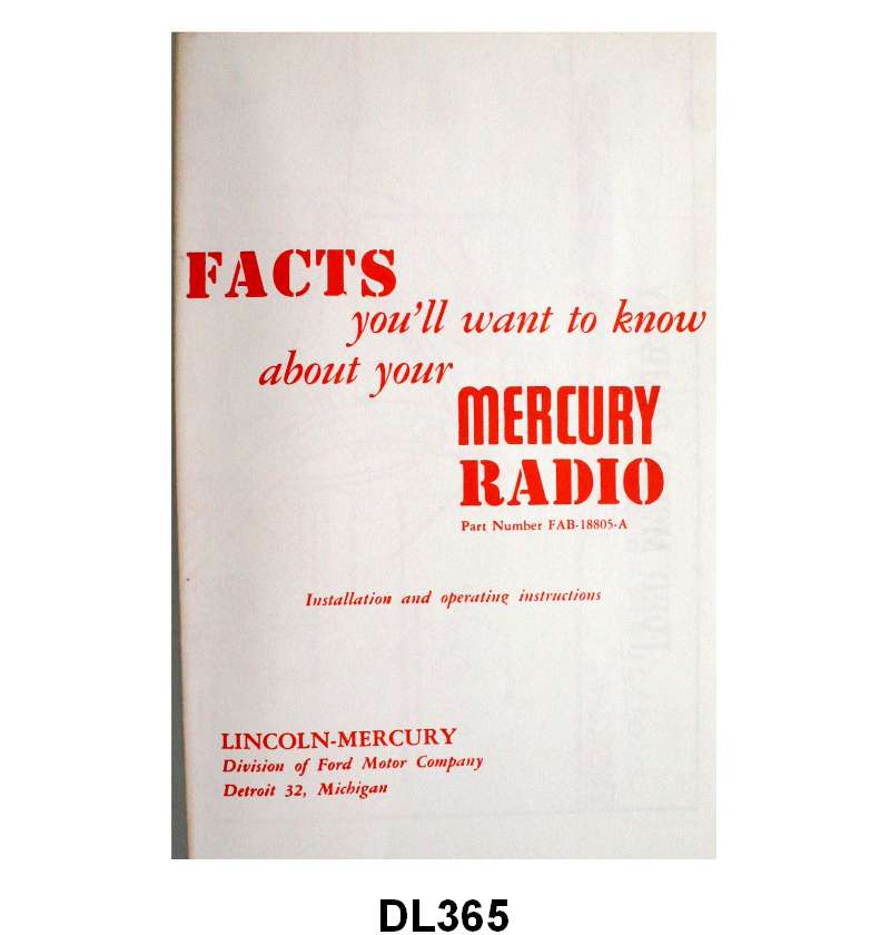 RADIO INSTRUCTION MANUAL - 52 MERCURY