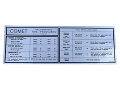 GLOVE BOX TIRE PRESSURE DECAL - 67 COMET