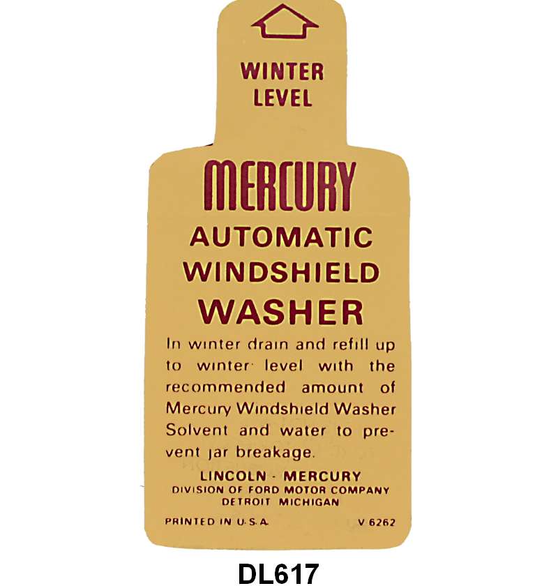 WINDSHIELD WASHER BOTTLE BRACKET DECAL - 54-56 MERCURY