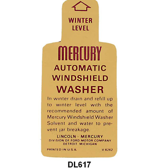 WINDSHIELD WASHER BOTTLE BRACKET DECAL - 54-56 MERCURY