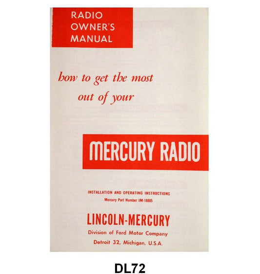 RADIO INSTRUCTION MANUAL - 51 MERCURY