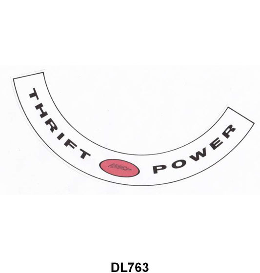 AIR CLEANER DECAL - 60-61 COMET "THRIFT POWER"