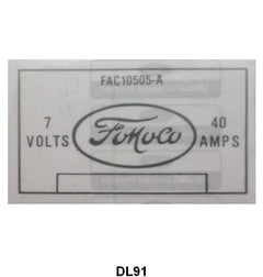 VOLTAGE REGULATOR DECAL - 52-54 MERCURY