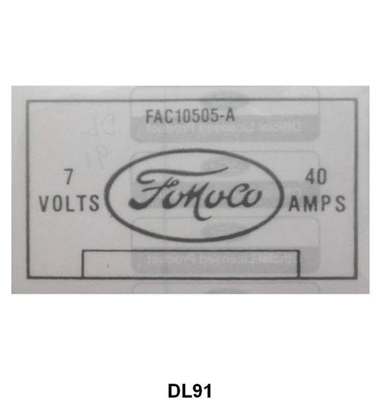 VOLTAGE REGULATOR DECAL - 52-54 MERCURY