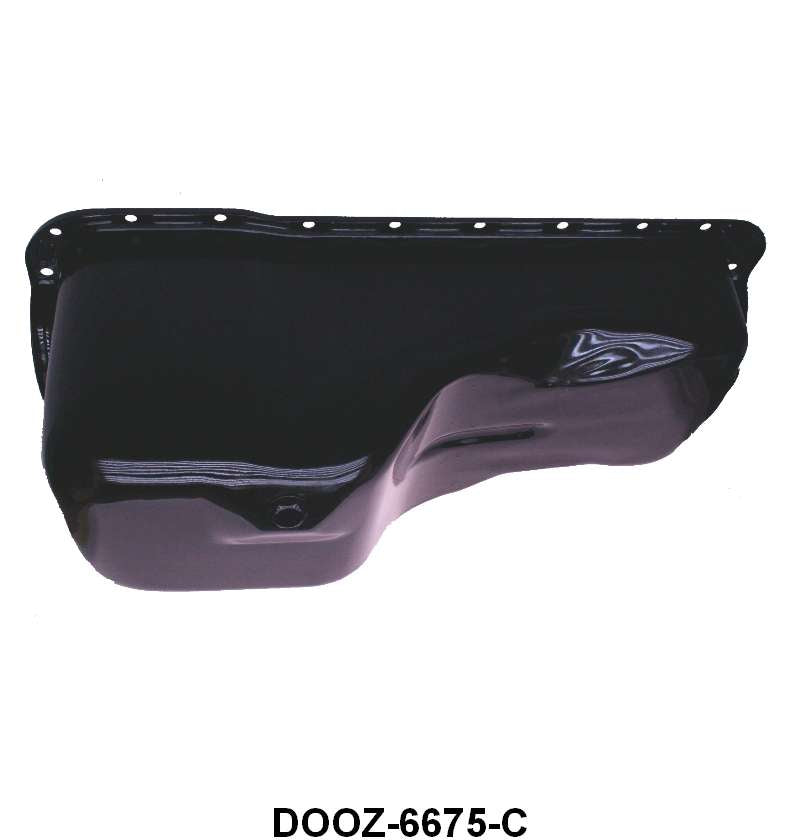 PAINTED OIL PAN - 62-73 260/289/302 BLACK FRONT SUMP