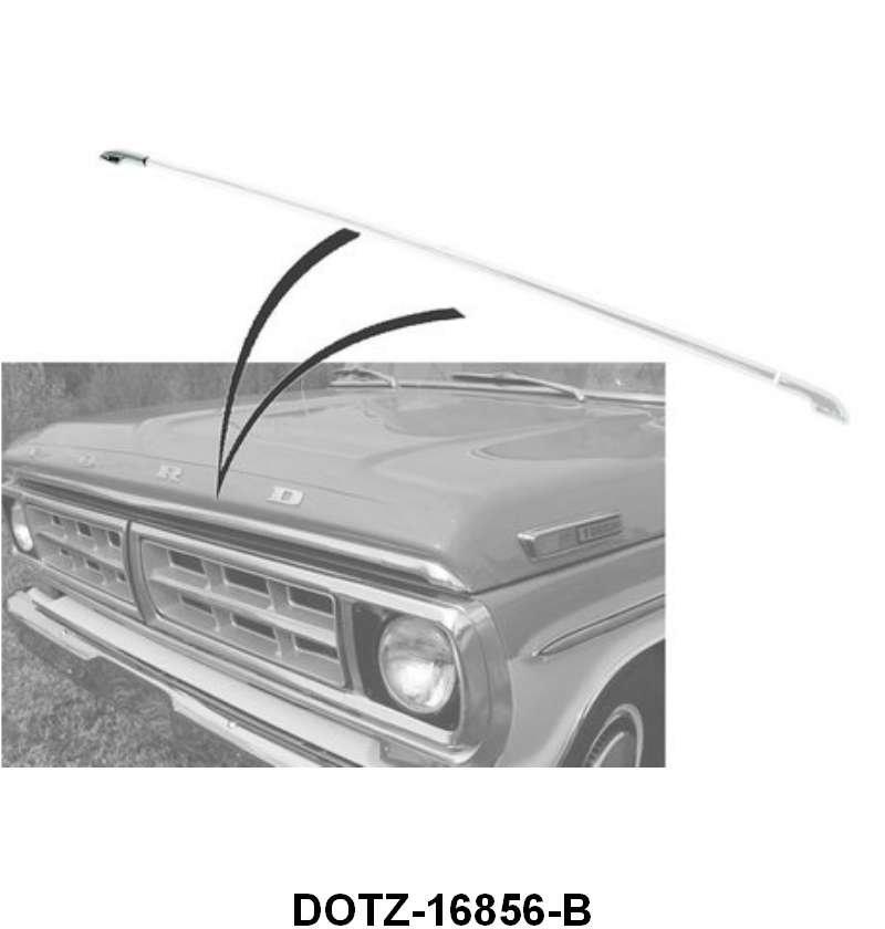 HOOD LIP MOLDING END W/CLIPS - 70-72 F-100/F-350 RH