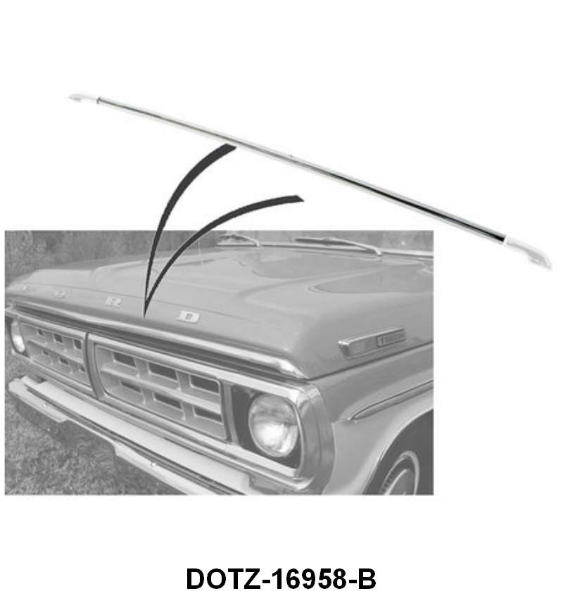 HOOD LIP CENTER MOLDING W/CLIPS - 70-72 F-100/F-350