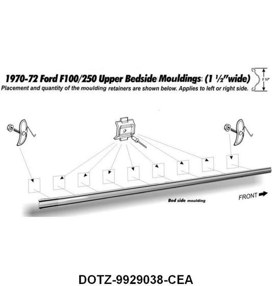 BED SIDE MOLDING - 70-72 PICKUP SHORT BED RIGHT OR LEFT HAND