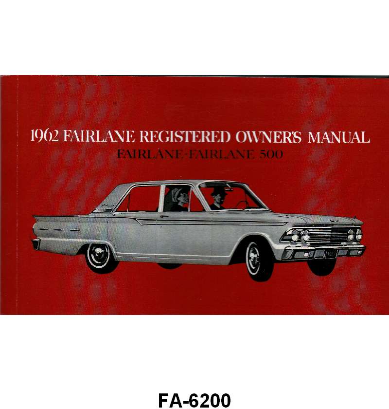 OWNERS MANUAL - 62 FAIRLANE