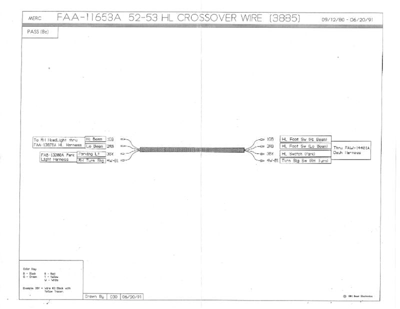 HEADLIGHT CROSSOVER WIRING HARNESS - 52-53 MERCURY