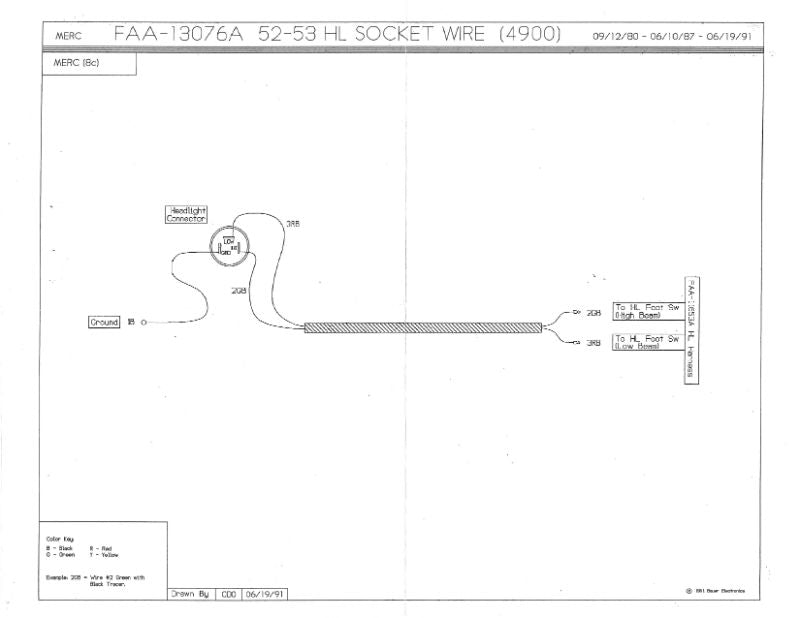 HEADLIGHT BUCKET WIRES - 52-53 MERCURY