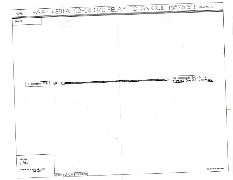OVERDRIVE RELAY TO IGNITION COIL WIRE - 52-54 PASS/MERCURY