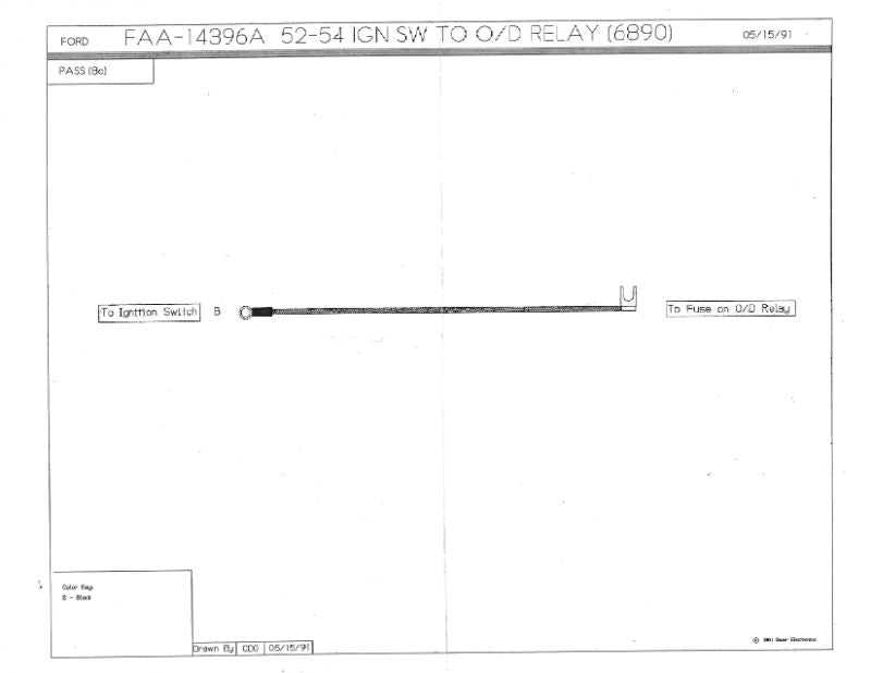 IGNITION SWITCH TO OVERDRIVE RELAY WIRE - 52-54 PASS/MERCURY