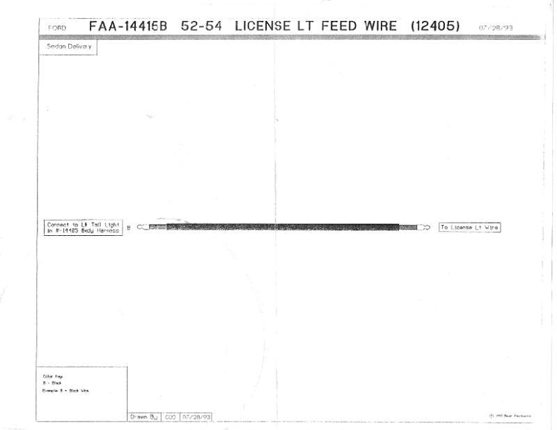 LICENSE PLATE LIGHT WIRE - 52-54 WAGON, SEDAN DELIVERY