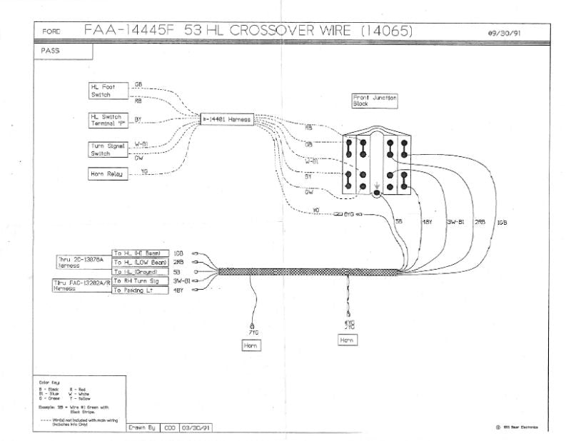 HEADLIGHT CROSSOVER WIRING HARNESS - 53 PASSENGER