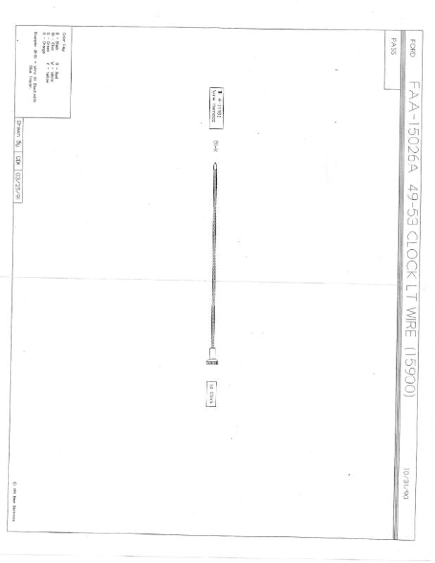 CLOCK LIGHT SOCKET AND WIRE - 49-53 PASS WITH STEM CLOCK