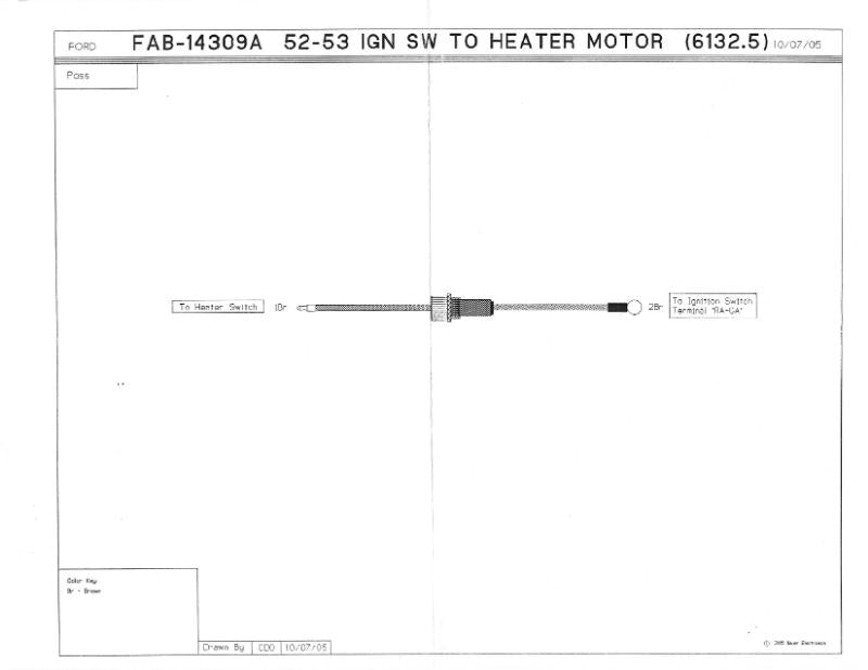 HEATER SWITCH TO IGNITION SWITCH WIRE - 52-53 PASSENGER W/FUSE HOLDER