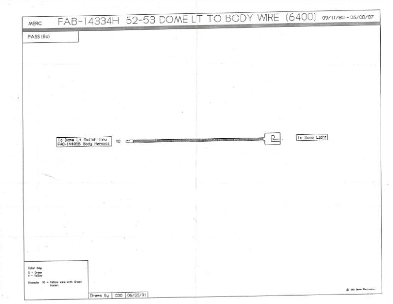 DOME LIGHT TO TAIL LIGHT HARNESS - 52-53 MERCURY 4 DR SEDAN