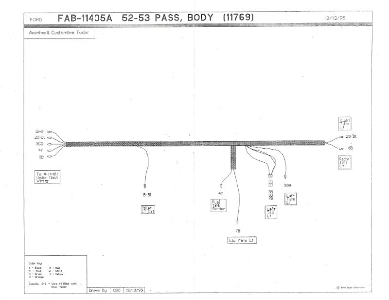 TAIL LIGHT WIRING HARNESS - 52-53 PASSENGER, 2-DOOR SEDAN
