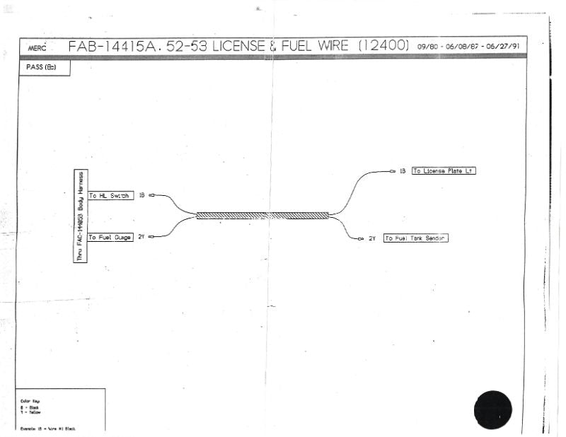LICENSE PLATE LIGHT AND GAS TANK SENDER WIRE - 52-53 MERC EXCEPT WGN