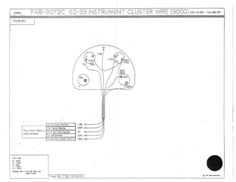 INSTRUMENT CLUSTER WIRES - 52-53 MERCURY