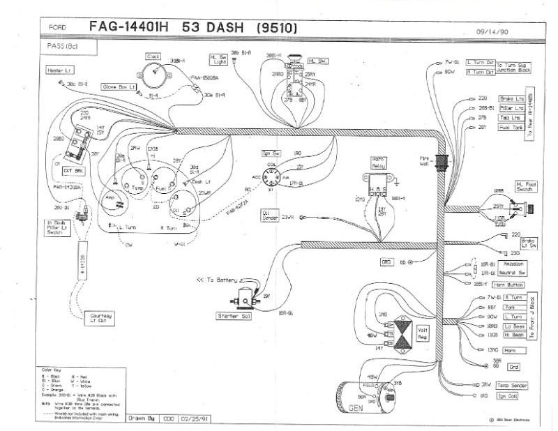 UNDER DASH TO ENGINE WIRES (COWL HARNESS) - 53 PASS, V8