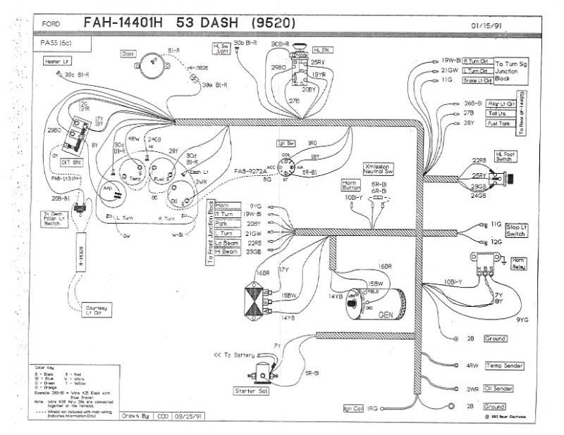 UNDER DASH TO ENGINE WIRES (COWL HARNESS) - 53 PASS, 6 cyl