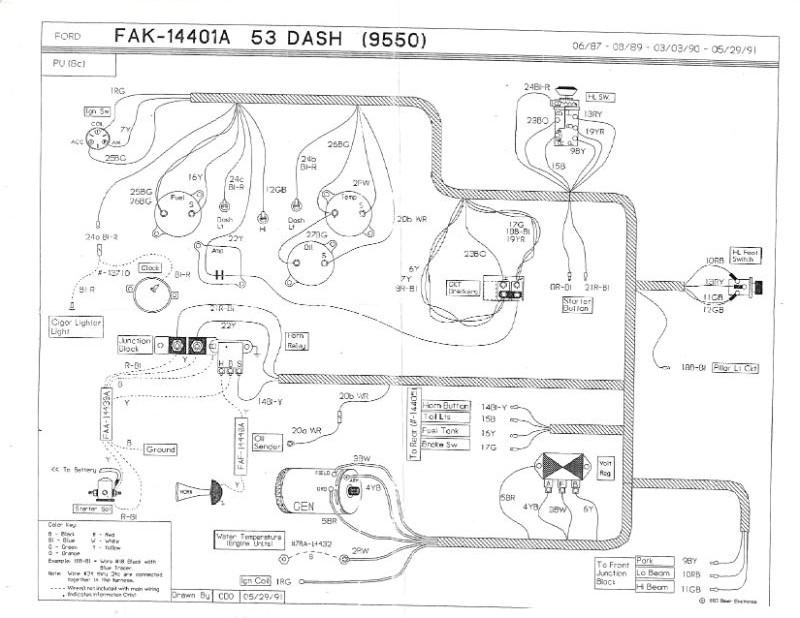 UNDER DASH TO ENGINE WIRES (COWL HARNESS) - 53 PICKUP, V8