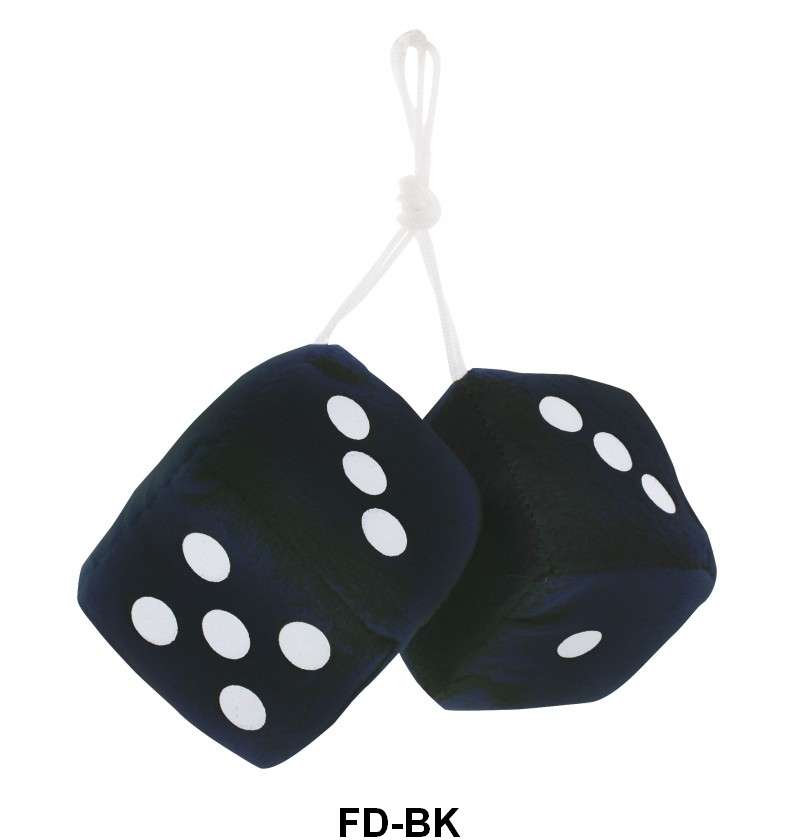UNIVERSAL FUZZY DICE - BLACK WITH WHITE DOTS