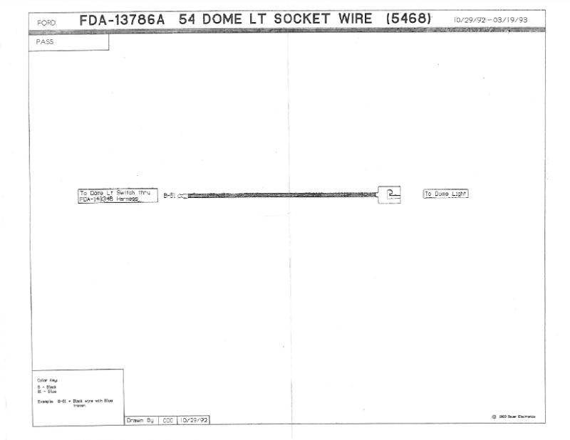 DOME LIGHT SOCKET WITH WIRE - 54 PASS EXCEPT HARDTOP