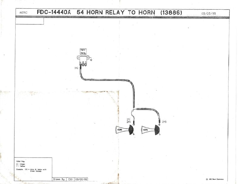 HORN RELAY TO HORN WIRE - 54 MERCURY